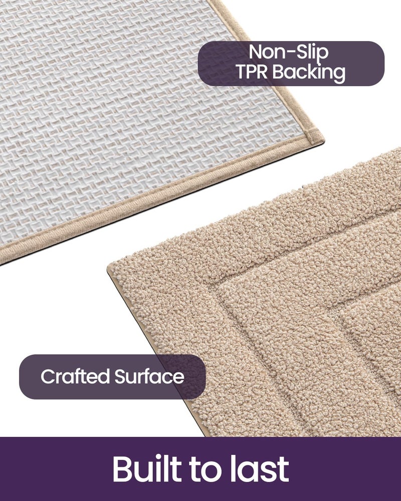 DEXI Bathroom Rug 36x24, Non Slip Washable Bath Mat for Shower Floor, Absorbent Soft Bathmat with Rubber Backing, Quick Dry Microfiber Carpet, Beige - Image 4